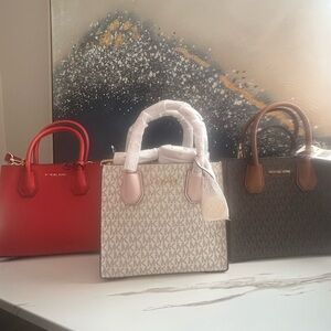 Michael Kors Red and Brown Satchel Collection
